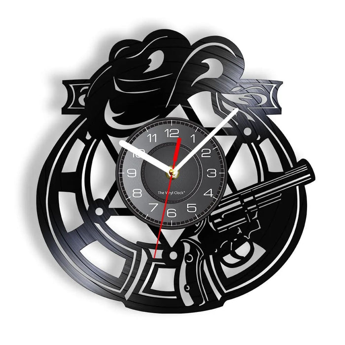 Western Outlaw Revolver Vinyl Record Wall Clock