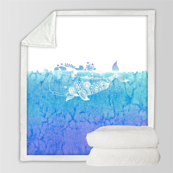 Whale Sherpa Throw Blanket 3d Printed Lighthouse Winter