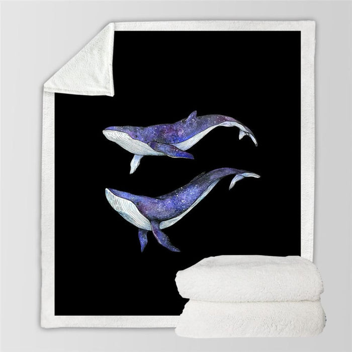 Whale Sherpa Throw Blanket 3d Printed Lighthouse Winter