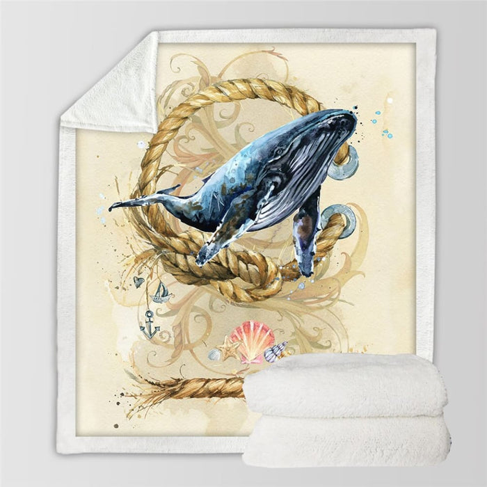 Whale Sherpa Throw Blanket 3d Printed Lighthouse Winter