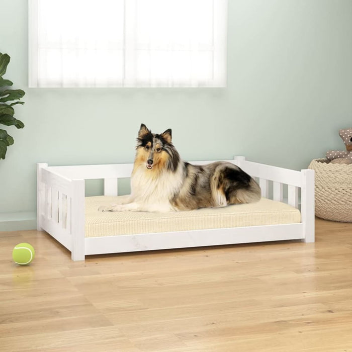 Dog Bed White 95.5x65.5x28 Cm Solid Wood Pine Nttxpl