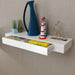 White Mdf Floating Wall Display Shelf 1 Drawer Book Dvd