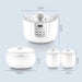 White Porclain Slow Cooker 1.8l With 3 Ceramic Inner