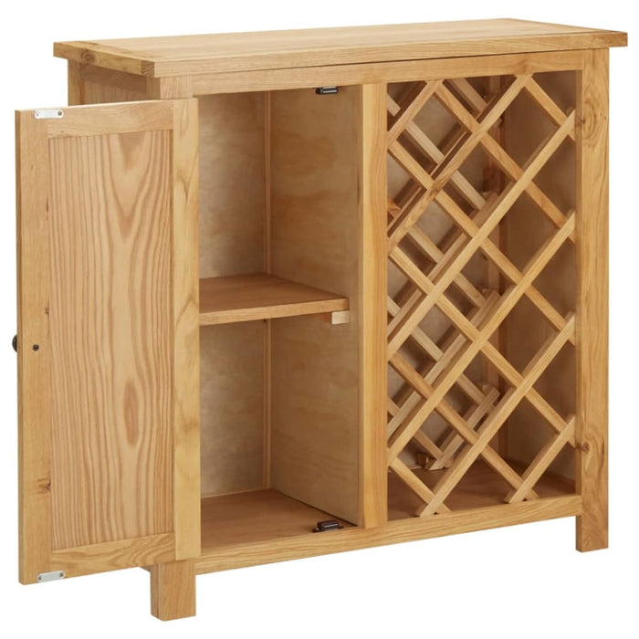 Wine Cabinet For 11 Bottles 80x32x80 Cm Solid Oak Wood