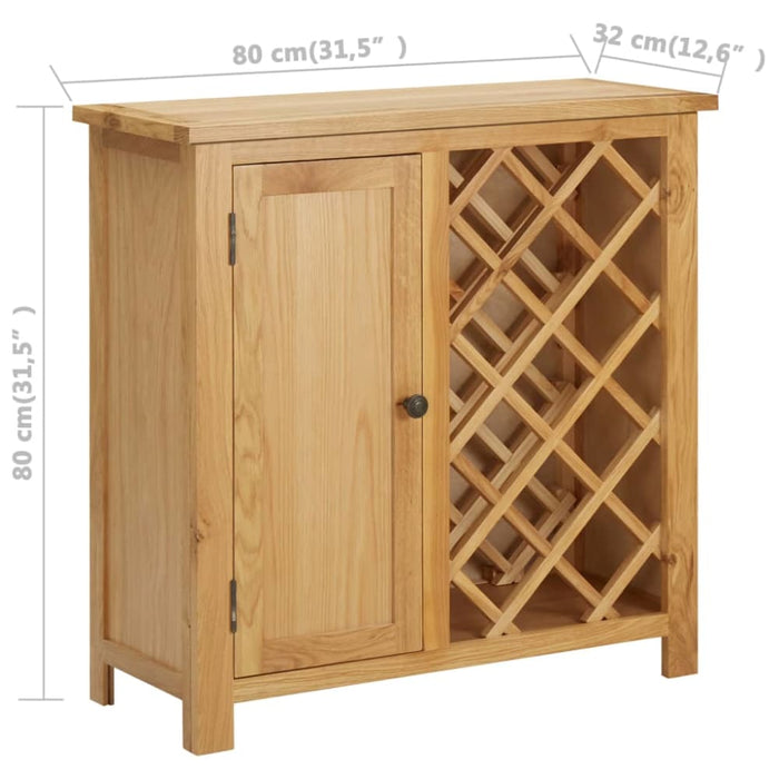 Wine Cabinet For 11 Bottles 80x32x80 Cm Solid Oak Wood