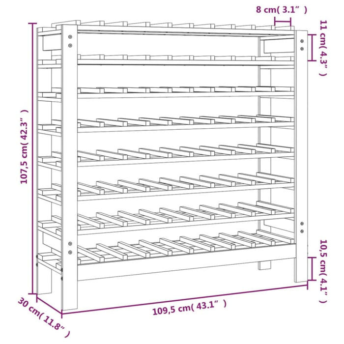 Wine Rack 109.5x30x107.5 Cm Solid Wood Pine Nxxptl