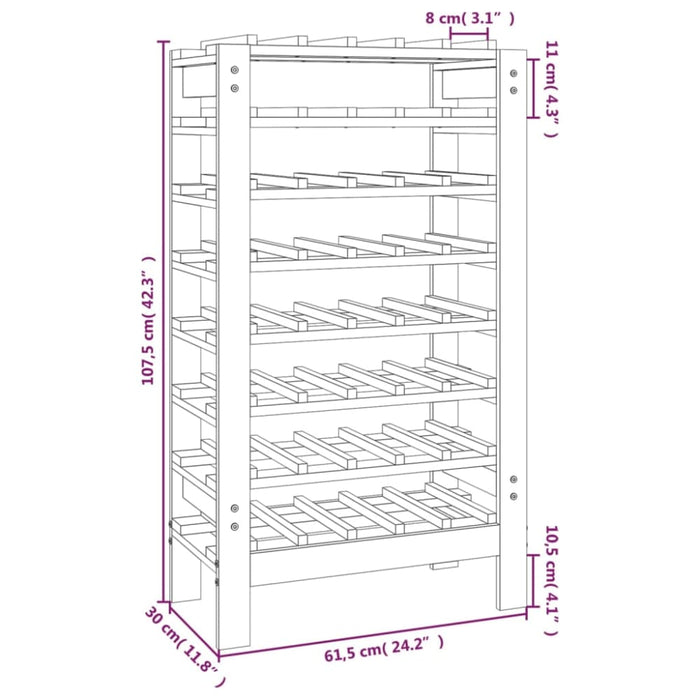 Wine Rack 61.5x30x107.5 Cm Solid Wood Pine Nxxpao