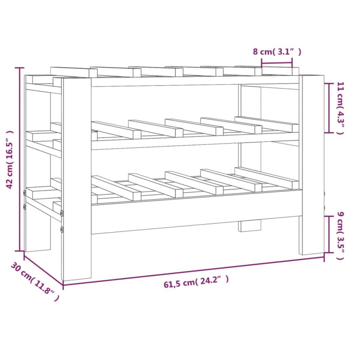 Wine Rack 61.5x30x42 Cm Solid Wood Pine Nxxplo