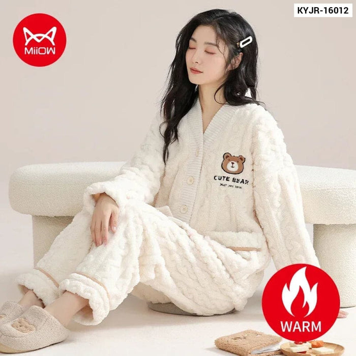 Winter Flannel Pajama Set For Women