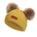 Winter Warm Double Wool Knitted Pompom Baby Hat For Kids