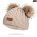 Winter Warm Double Wool Knitted Pompom Baby Hat For Kids