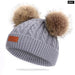 Winter Warm Double Wool Knitted Pompom Baby Hat For Kids