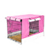 Wire Dog Cage Crate 30in With Tray + Cushion Mat + Pink