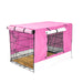 Wire Dog Cage Crate 36in With Tray Cushion Mat Pink Cover