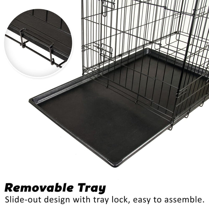 Wire Dog Cage Foldable Crate Kennel 24in With Tray