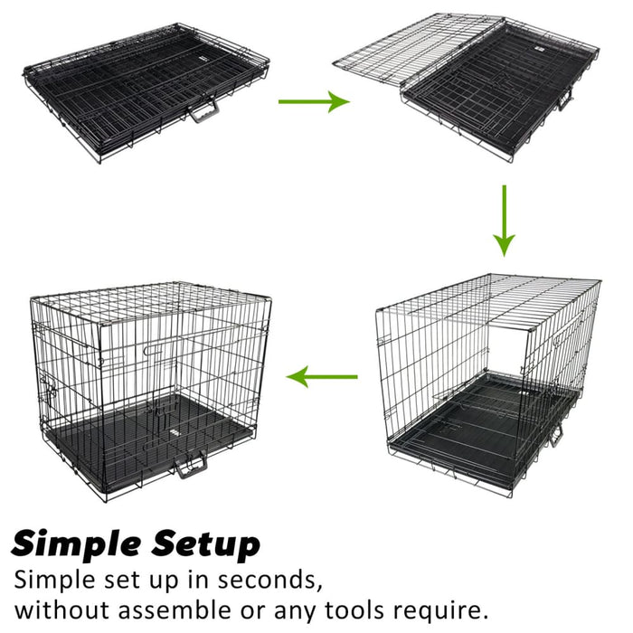 Wire Dog Cage Foldable Crate Kennel 24in With Tray Cushion