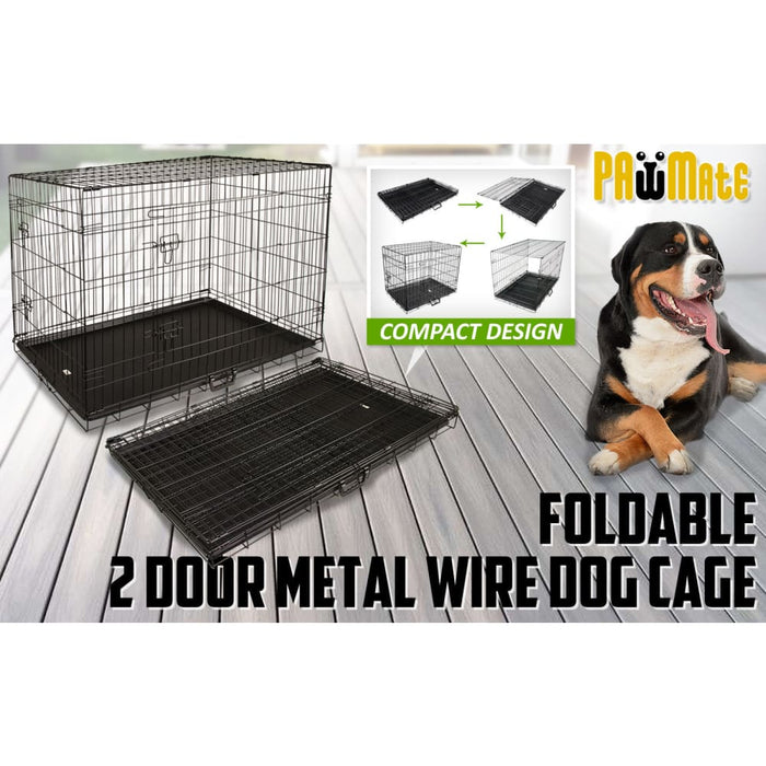 Wire Dog Cage Foldable Crate Kennel 30in With Tray