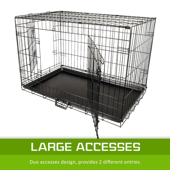 Wire Dog Cage Foldable Crate Kennel 30in With Tray