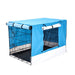 Wire Dog Cage Foldable Crate Kennel 36in With Tray Blue