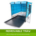 Wire Dog Cage Foldable Crate Kennel 48in With Tray + Blue