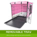 Wire Dog Cage Foldable Crate Kennel 48in With Tray + Pink