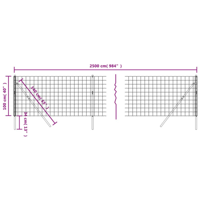 Wire Mesh Fence Green 1x25 m Galvanised Steel Opabnk