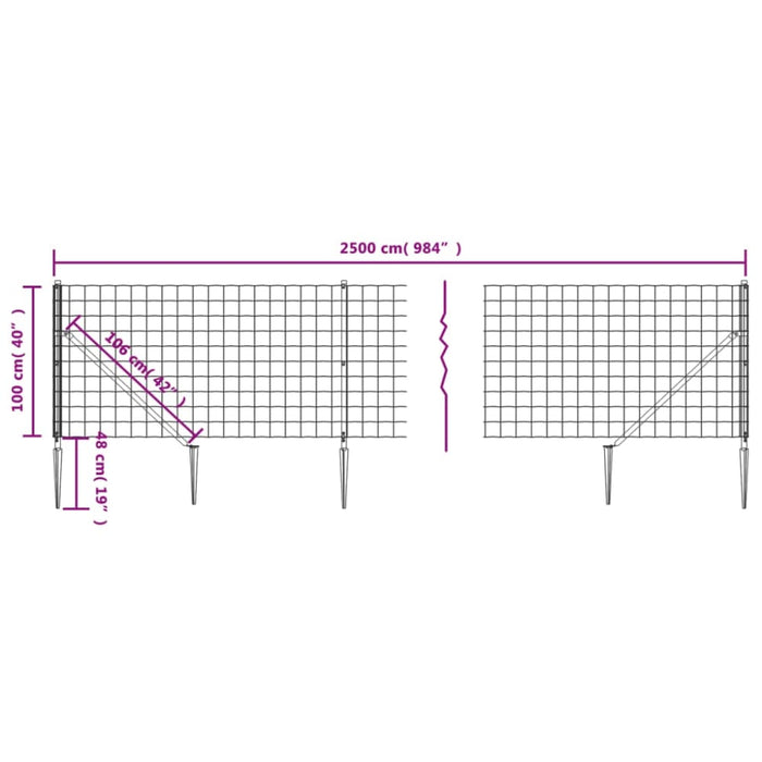 Wire Mesh Fence With Spike Anchors Anthracite 1x25 m Opaxno