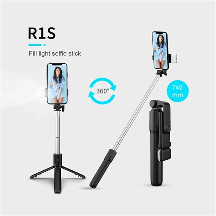 Wireless Selfie Stick Tripod With Beauty Light