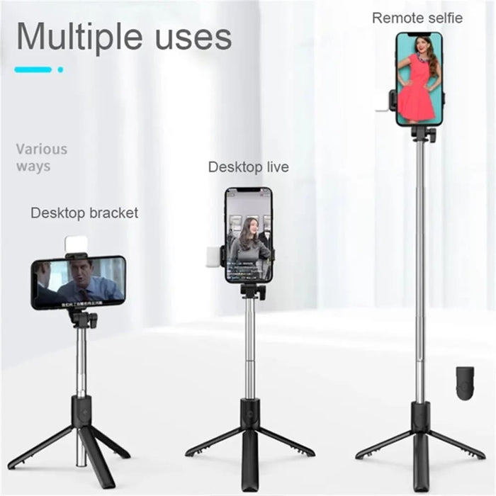 Wireless Selfie Stick Tripod With Beauty Light