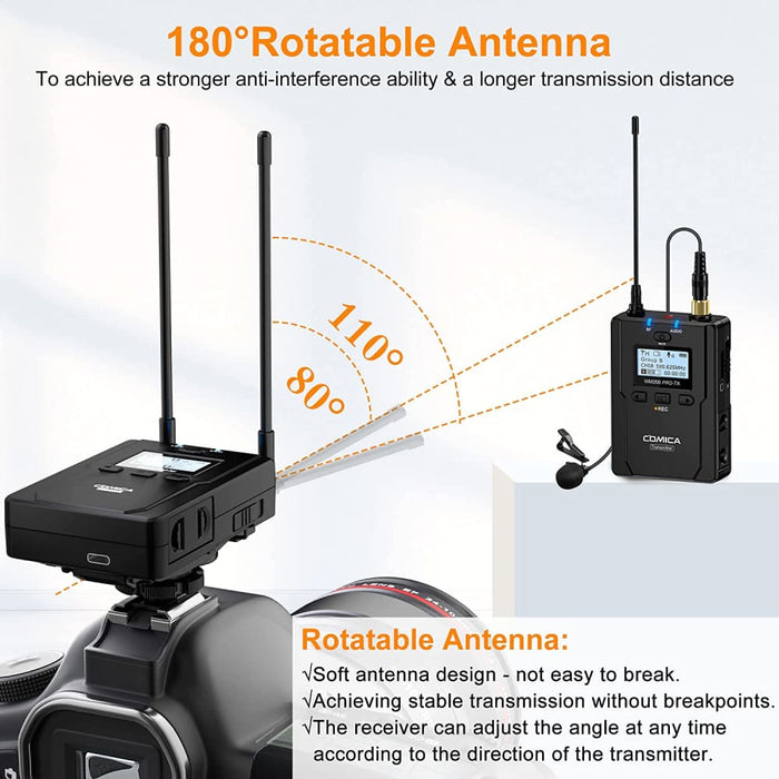 Wm200 Pro Wireless Microphone Uhf Professional For Dslr