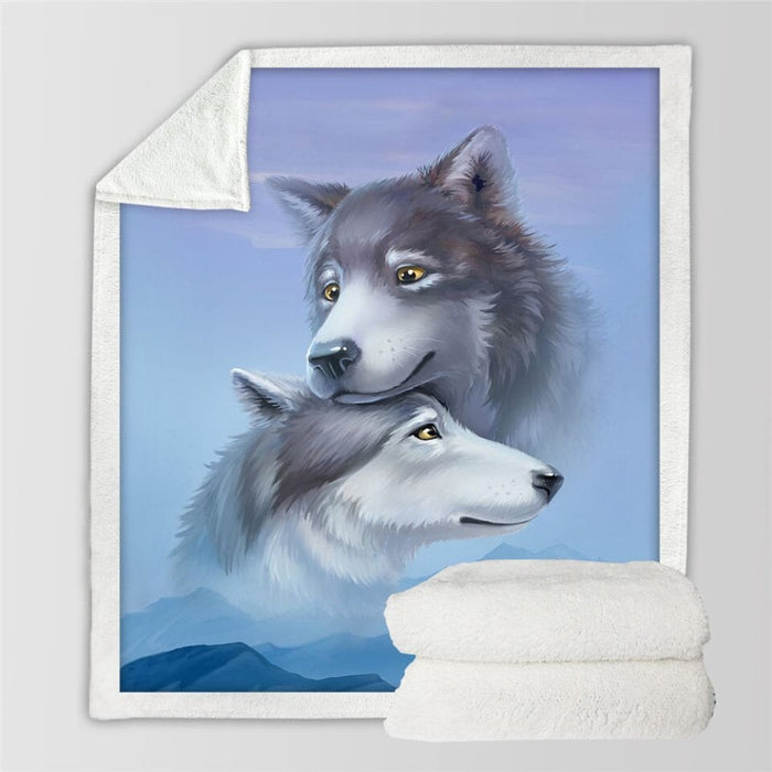 Wolf Sherpa Blanket Animal Wolves Custom Forest 3d Printed