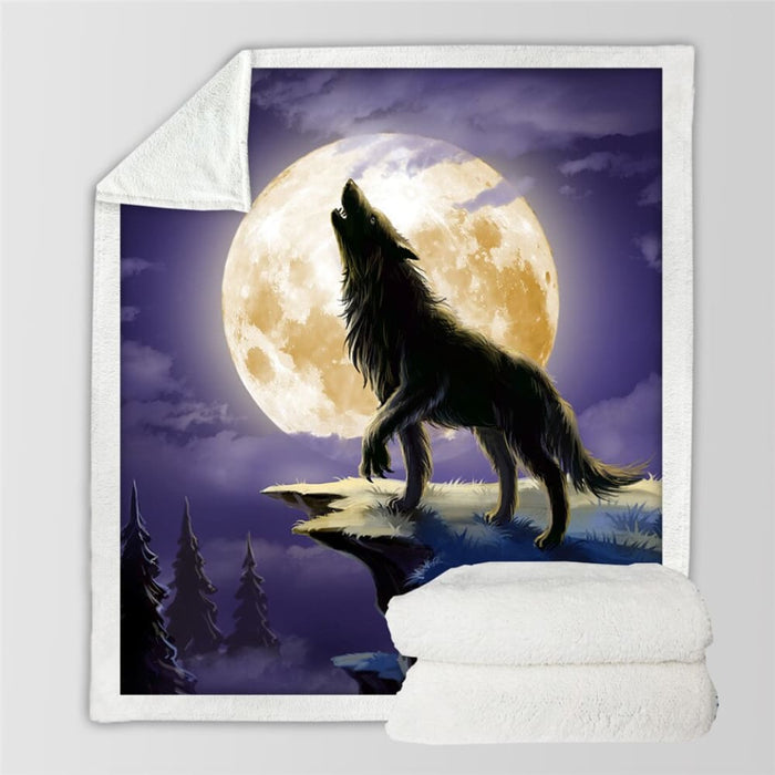 Wolf Sherpa Blanket Animal Wolves Custom Forest 3d Printed