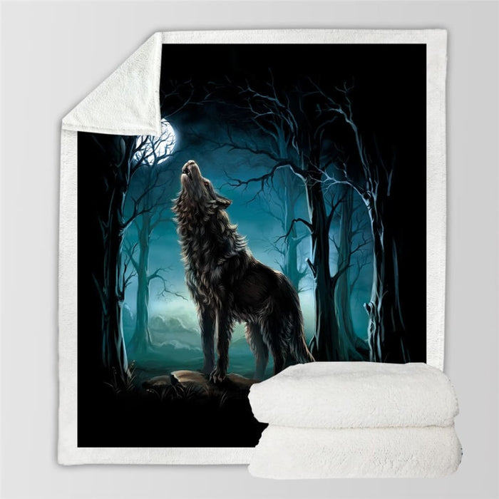 Wolf Sherpa Blanket Animal Wolves Custom Forest 3d Printed