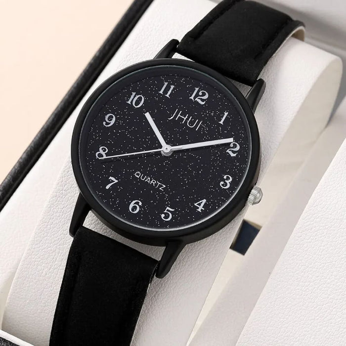 1pc Women Quartz Watch With Qpc Heart Bracelet Fashion