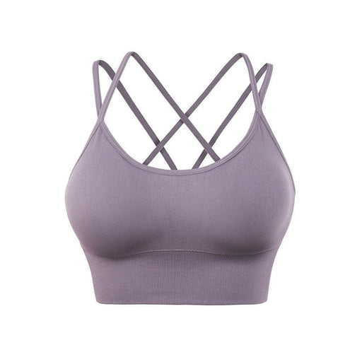 Women Strappy Cross Back Padded Sports Bra For Yoga Workout