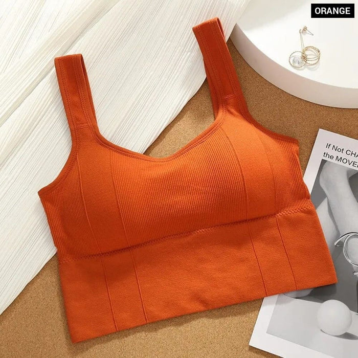 Women u Shaped Wide Straps Seamless Sports Bra