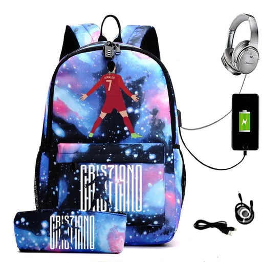 Womens 2pcs Cr7 Laptop 18 Inch Usb Charging School Bag