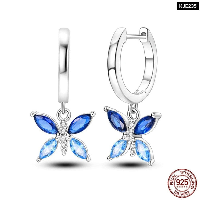 Womens 925 Sterling Silver Butterfly Bee Rotating Eye