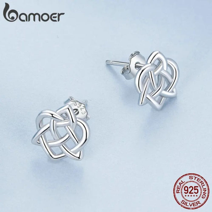 Womens 925 Sterling Silver Celtic Knot Ear Studs Earrings