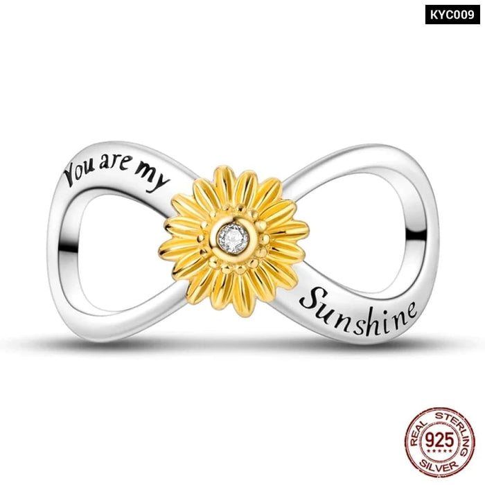 Womens 925 Sterling Silver Classic Golden Sunflower Feather