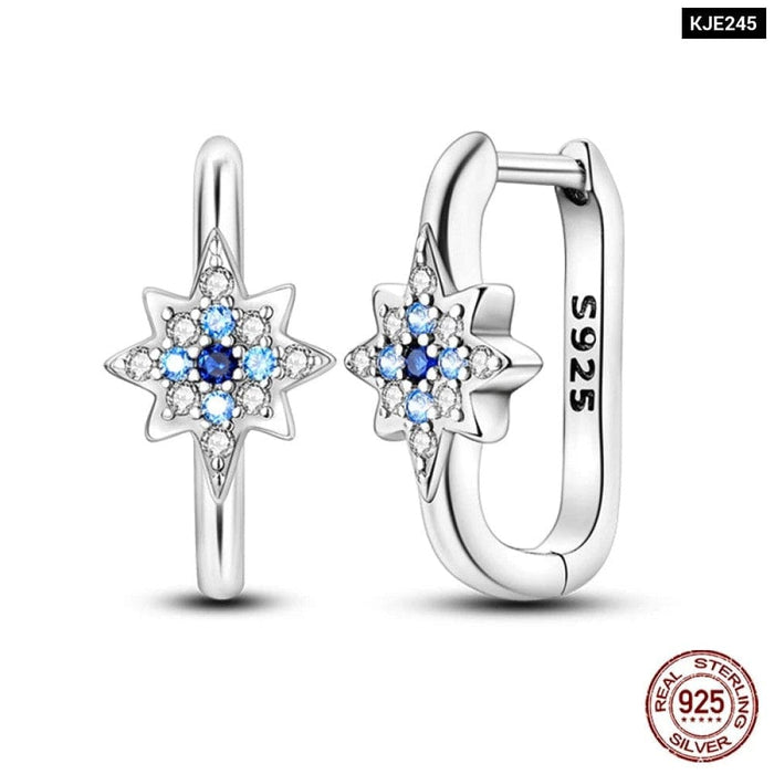 Womens 925 Sterling Silver Colourful Zircon Star Butterfly