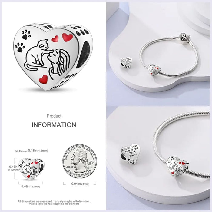 Womens 925 Sterling Silver Heart Shaped Warm Family Charm