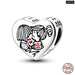 Womens 925 Sterling Silver Heart Shaped Warm Family Charm