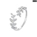 Womens 925 Sterling Silver Korean Style Delicate Leaf Open