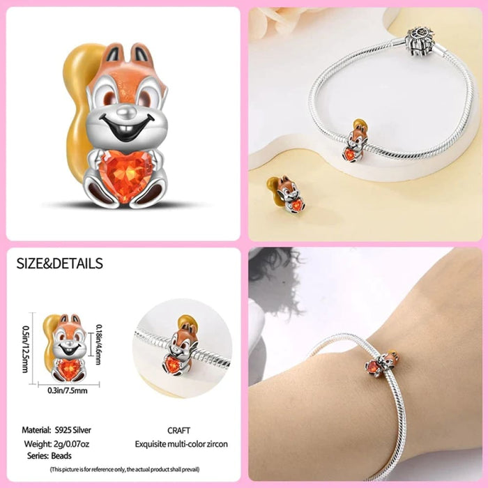 Womens 925 Sterling Silver Lovely Animal Cat Squirrel