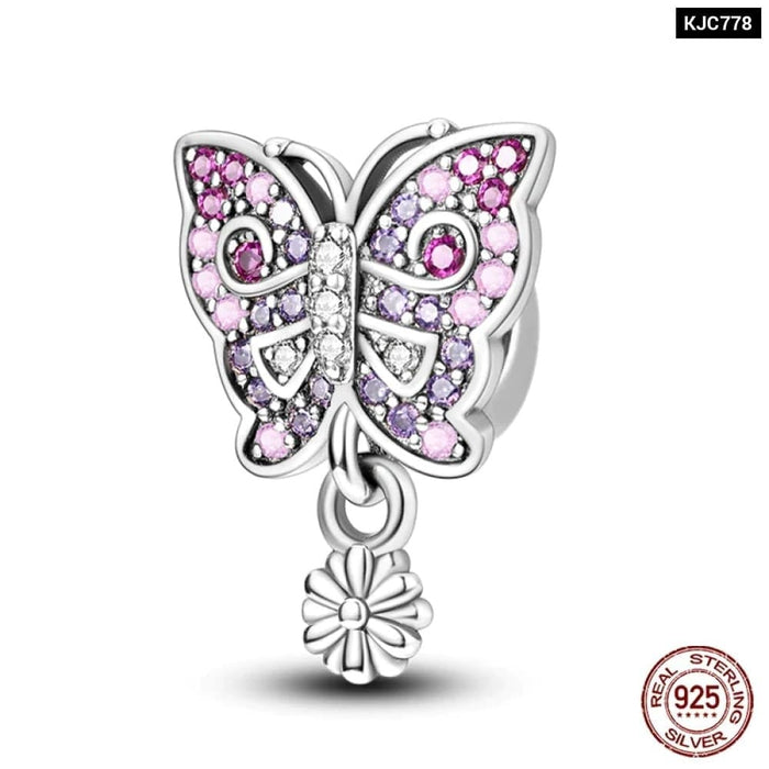 Womens 925 Sterling Silver Luminous Star Flower Butterfly