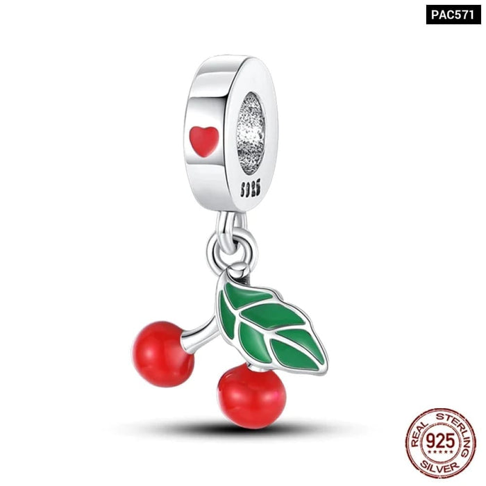 Womens 925 Sterling Silver Fit Pandora Bracelets Cherry