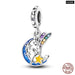 Womens 925 Sterling Silver Sparkling Zircon Star Moon