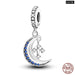 Womens 925 Sterling Silver Sparkling Zircon Star Moon