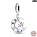 Womens 925 Sterling Silver Sparkling Zircon Star Moon